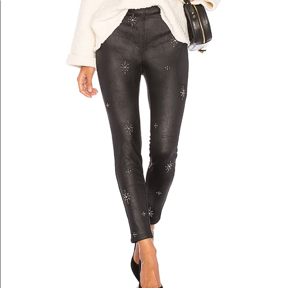 Free People Embellished Vegan Skinny Pant Black - Picture 2 of 12